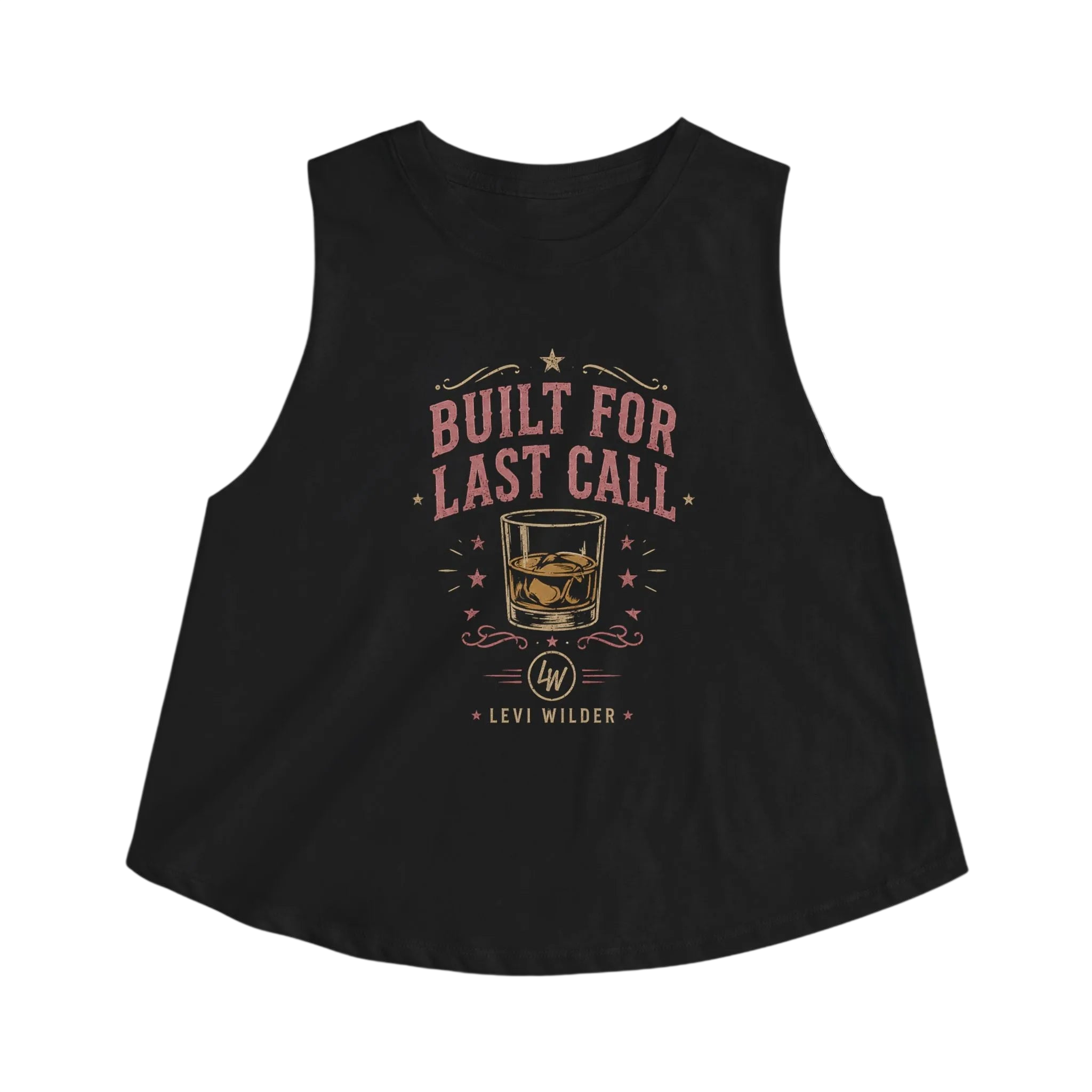 Women's Crop Top — 'Built for Last Call' Whiskey Glass Tank