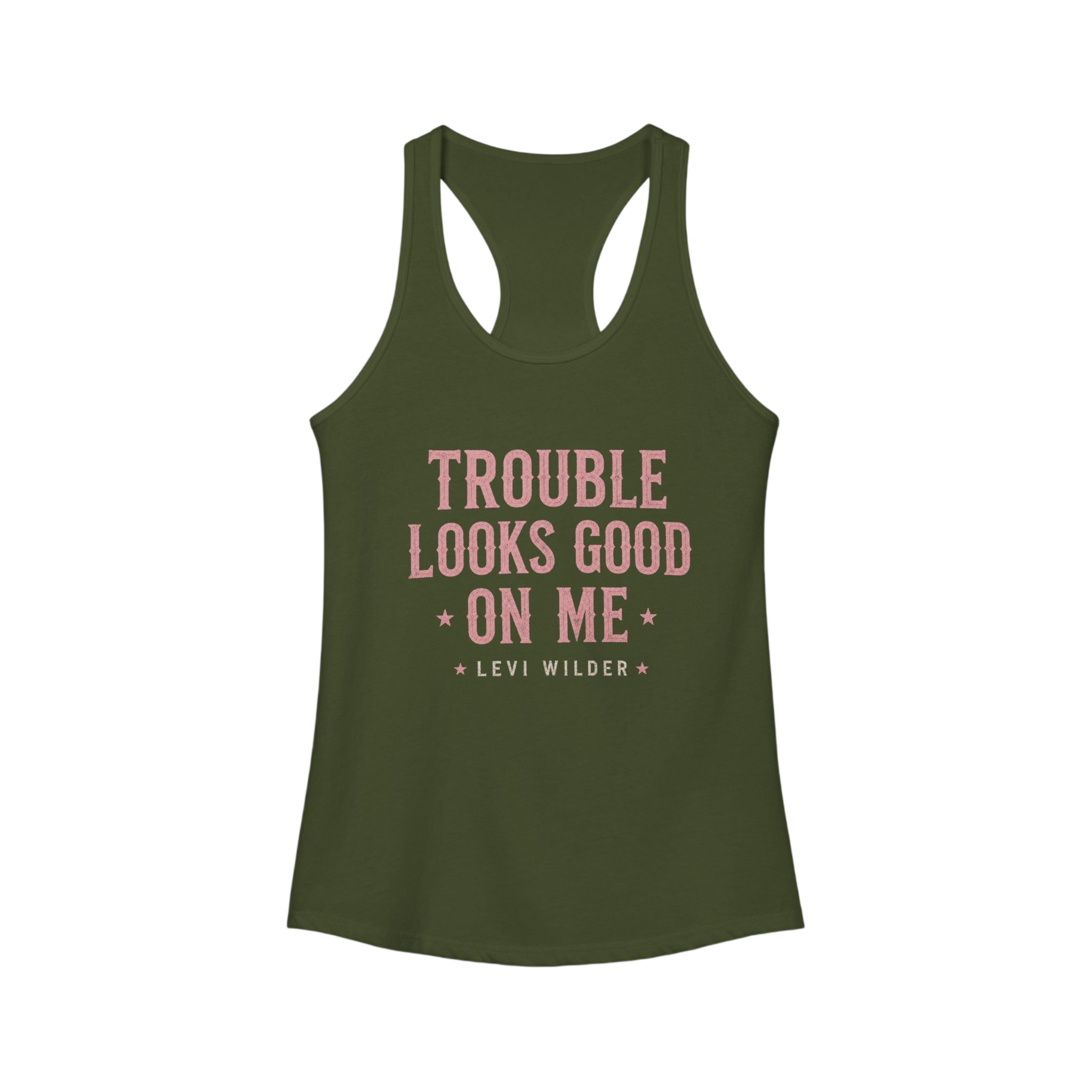Trouble Looks Good On Me Racerback Tank