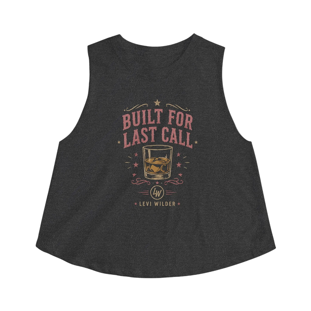 Women's Crop Top — 'Built for Last Call' Whiskey Glass Tank