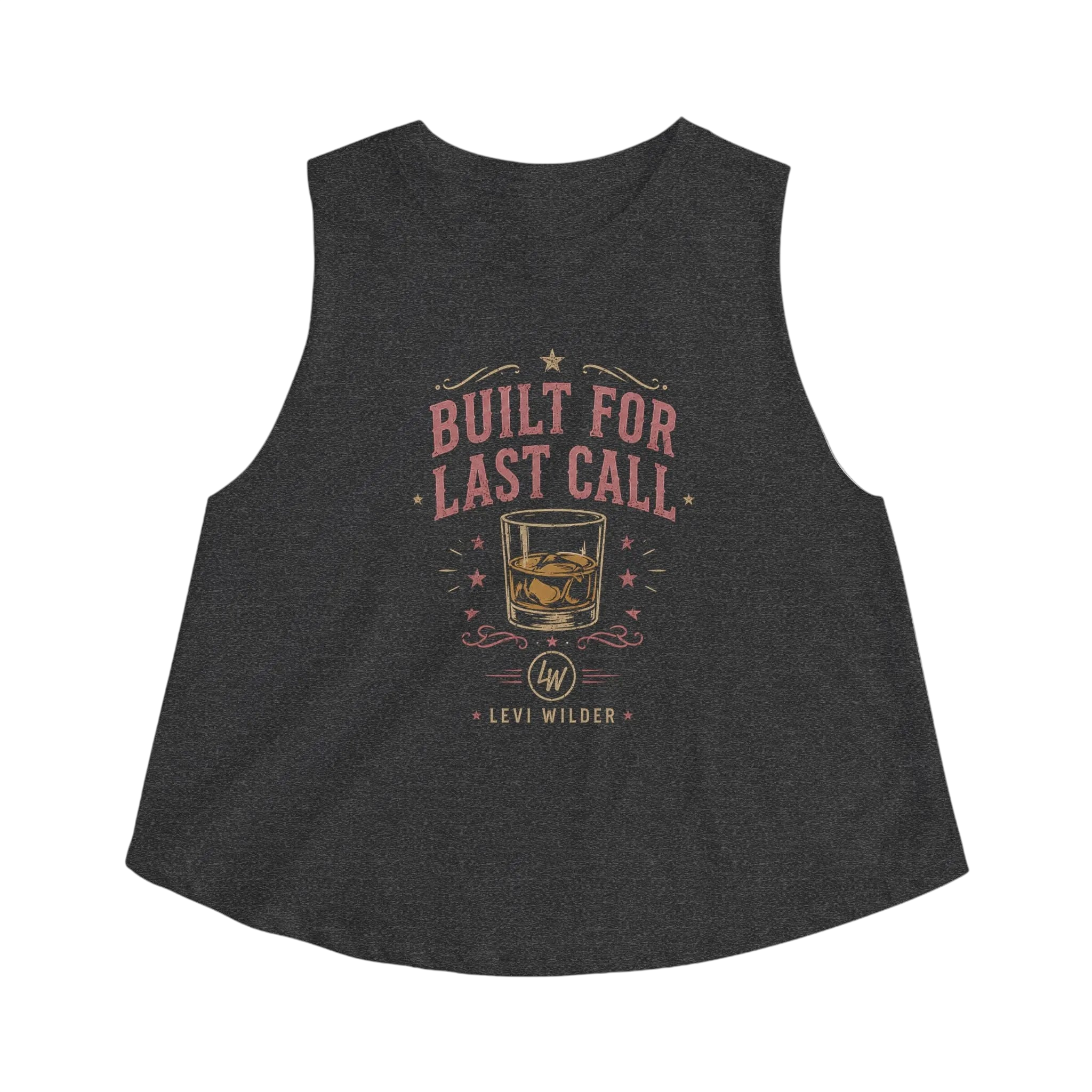 Women's Crop Top — 'Built for Last Call' Whiskey Glass Tank