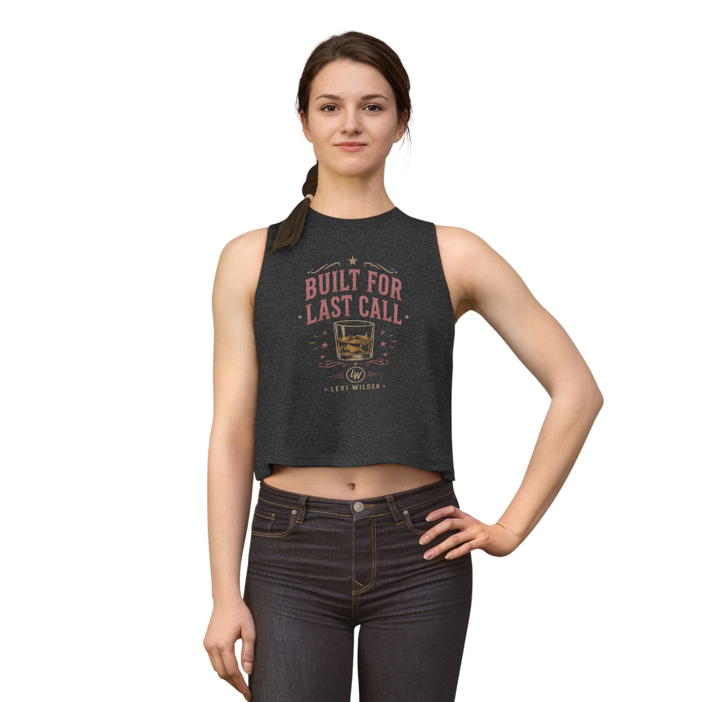 Women's Crop Top — 'Built for Last Call' Whiskey Glass Tank